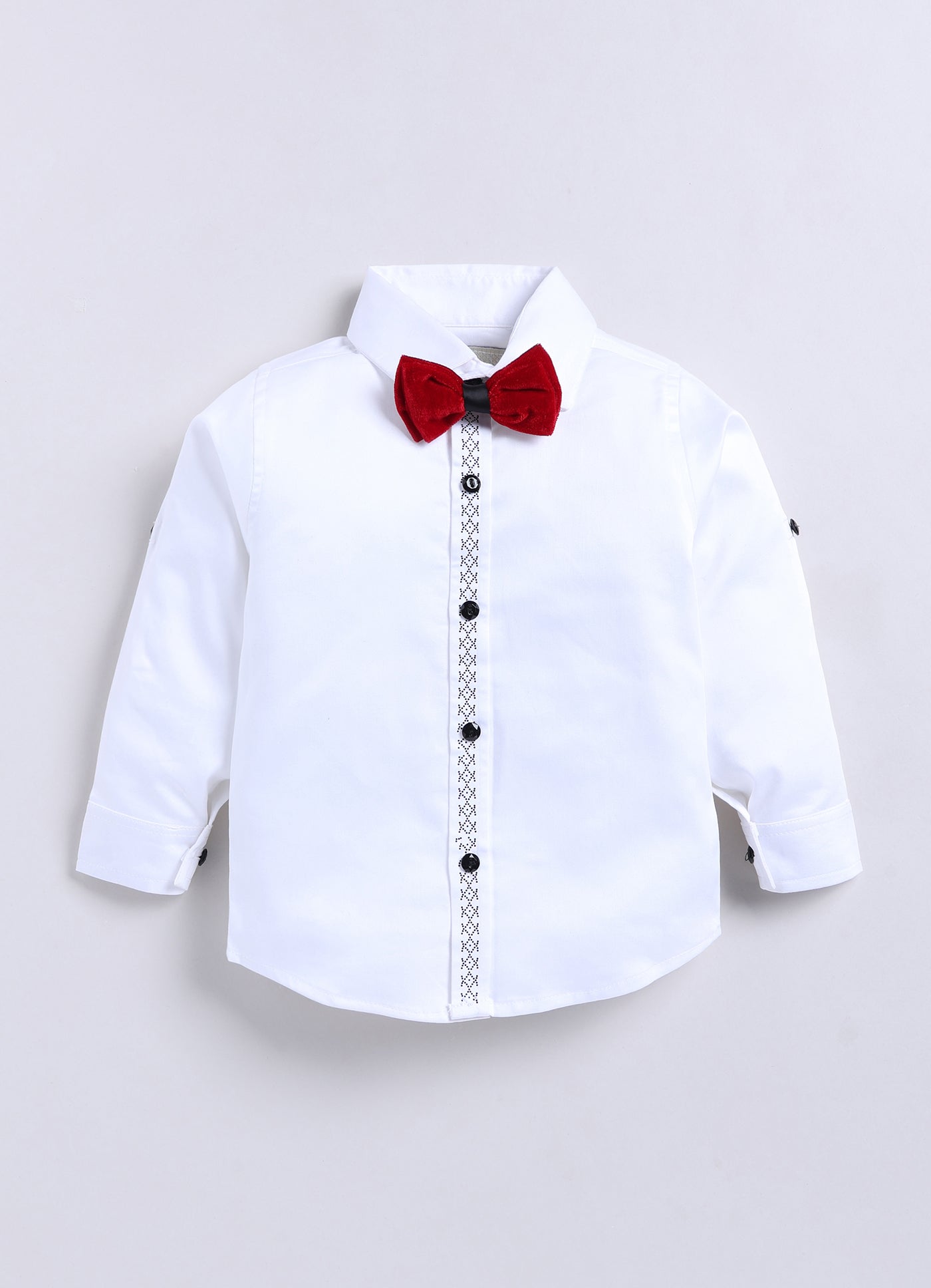 Black Shiny Velvet Coat Tuxedo Pant Shirt Set with Red Bow