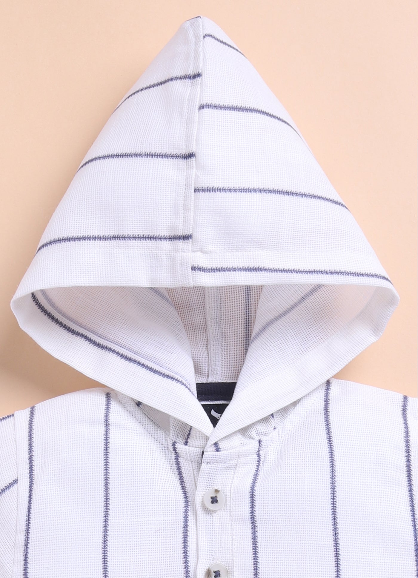 Green Casual and Stylish Full Sleeves Cotton Blend Washed Shacket with Pants and Striped Half Sleeves Hooded Kurta Shirt