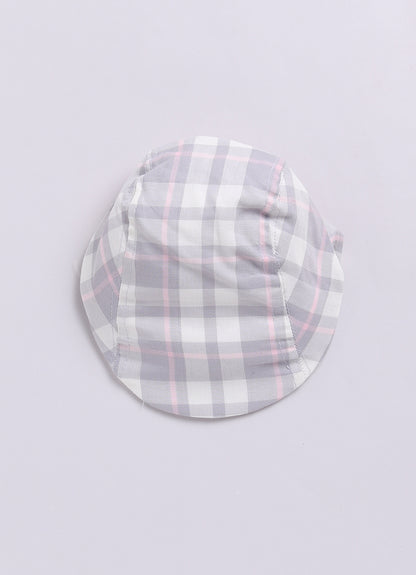 Grey Super Soft Cotton Blended 4 Piece Half Sleeves Checkered Waistcoat Half Pant Set with Bow