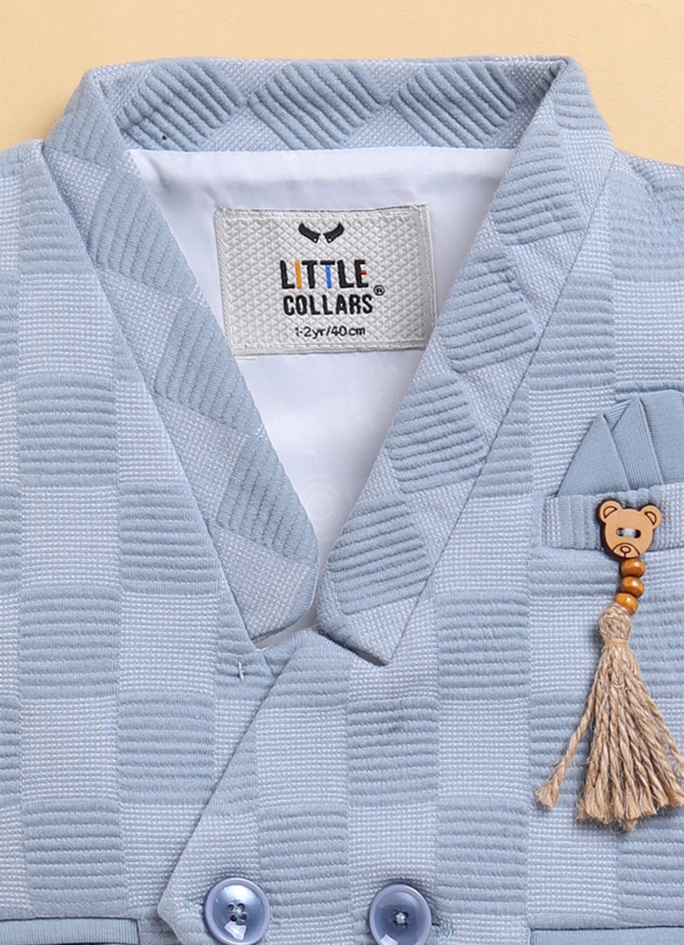 S.Blue Adorable Jacquard Waistcoat Full Sleeves Shirt Pants Bow Set for Boys
