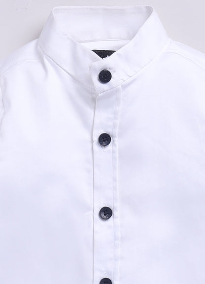 Navy Boys Full Sleeves Elegant Jaquard Nehru Jacket Coord Set