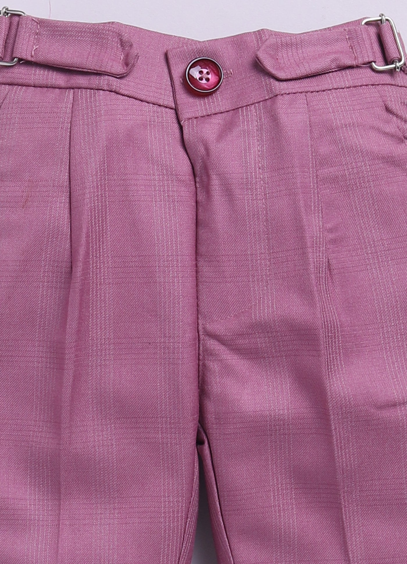 Lavender Woven Self Checkered Nehru Jacket Pants Cotton Full Sleeves Shirt Coord Set