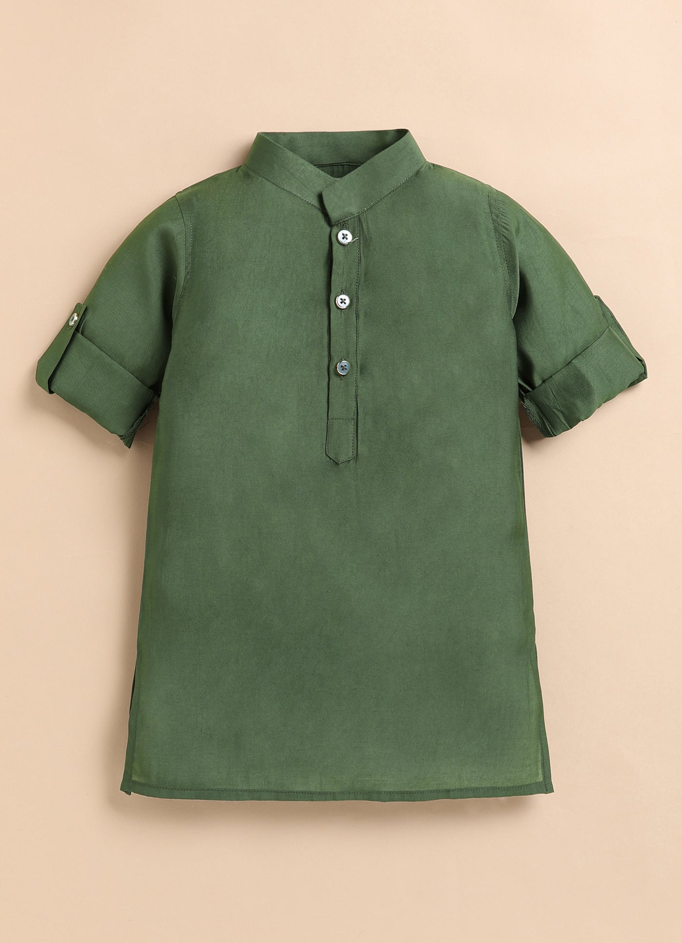 Boys Silk Blend Fabric Beadwork Embroidered Nehru Jacket, Full Sleeve Kurta and Pajama Ethnic Set -Green