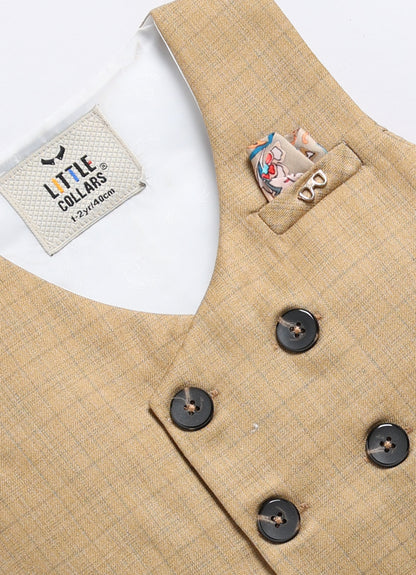 Formal Waistcoat Coord Set with Bow for Boys - Khaki