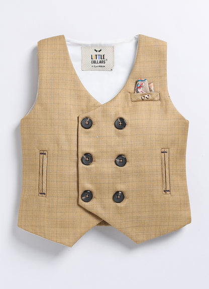Formal Waistcoat Coord Set with Bow for Boys - Khaki