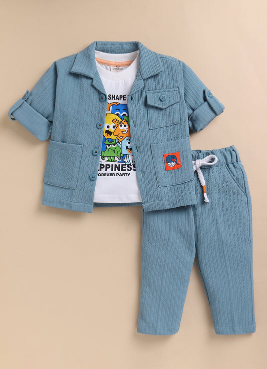 Solid Bright Airport Look Coord with Tshirt Casual Co-ord Set - Green