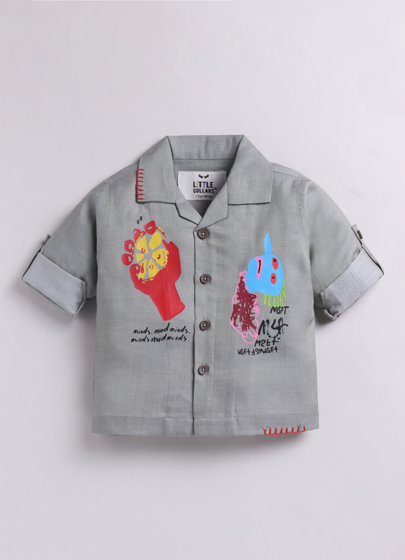 Boys Full Sleeves Cool Abstract Placement Printed Full Sleeve Shirt Pant with Belt Casual Set- Green