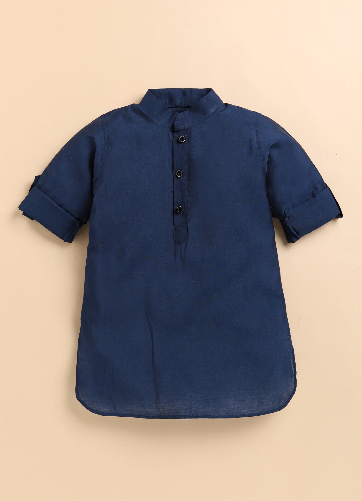 Silk Blend Woven Full Sleeves Pack of 4 Solid Kurta Pyjama With Sequin Embroidered Open Jacket and Brooch Pin Ethnic Set- Blue