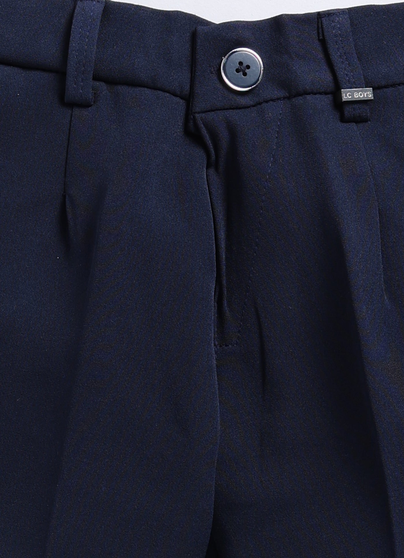 Boys Partywear Checkered Waistcoat Shirt Pant Bow Set- Navy Blue