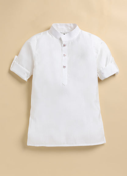 Boys Blended Silk Motif Embellished Wedding Special Super Cute Nehru Jacket, Kurta, Pajama Ethnic Set- Pink