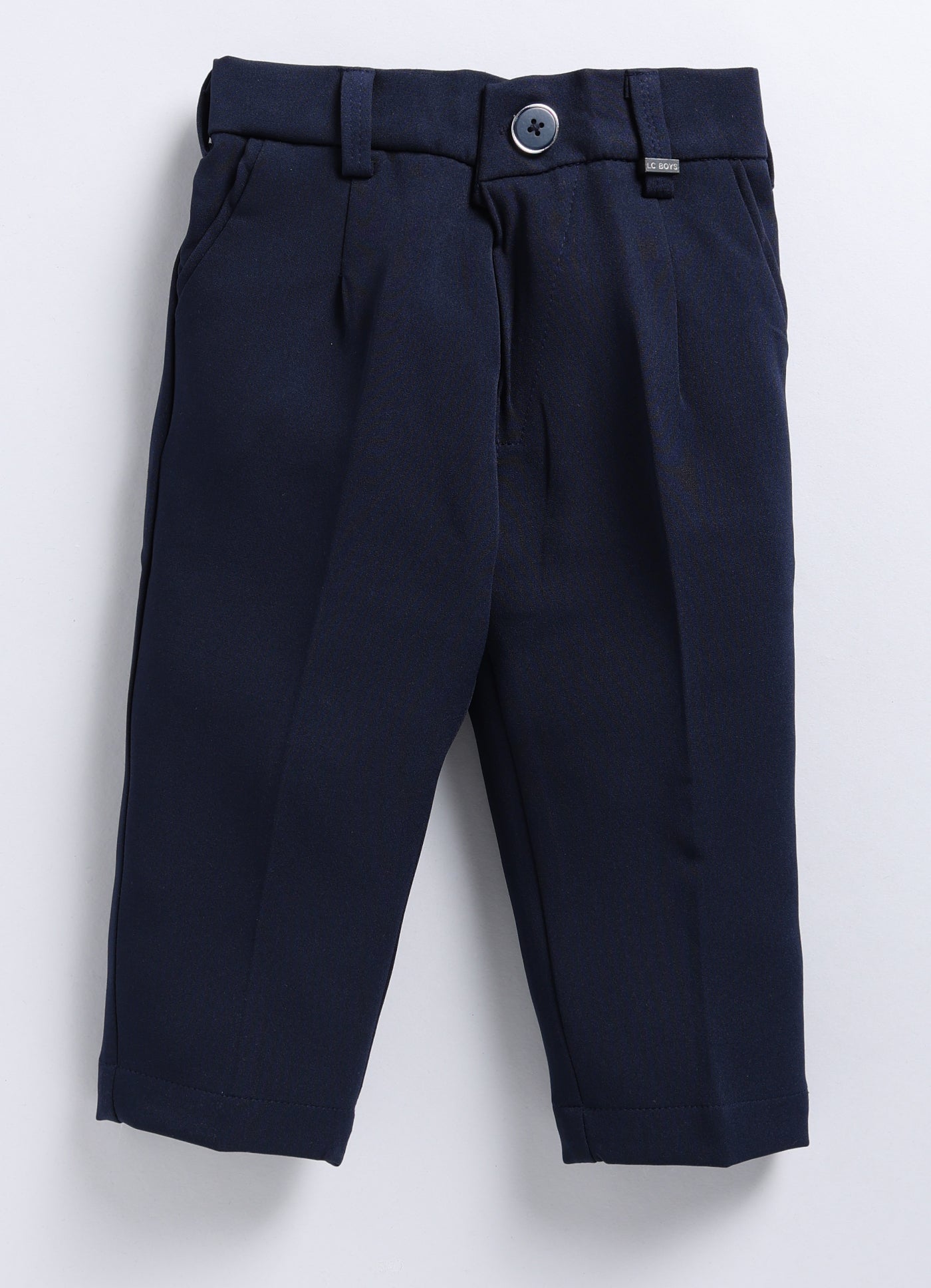 Boys Partywear Checkered Waistcoat Shirt Pant Bow Set- Navy Blue
