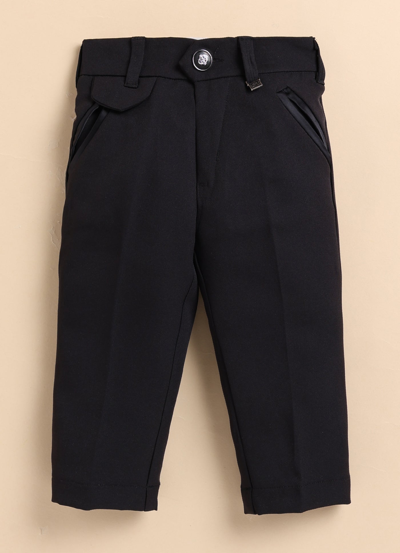 Collars Blended  Woven Full Sleeves Jaquard Waistcoat Pant with Shirt & Bow Partywear Set- Black