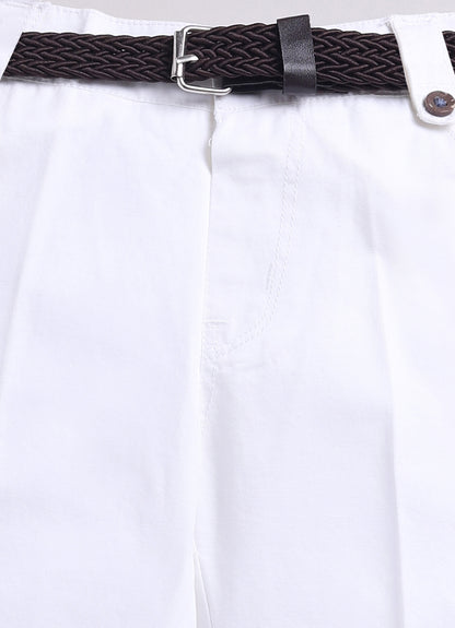 Boys Full Sleeves Cool Abstract Placement Printed Full Sleeve Shirt Pant with Belt Casual Set- Blue