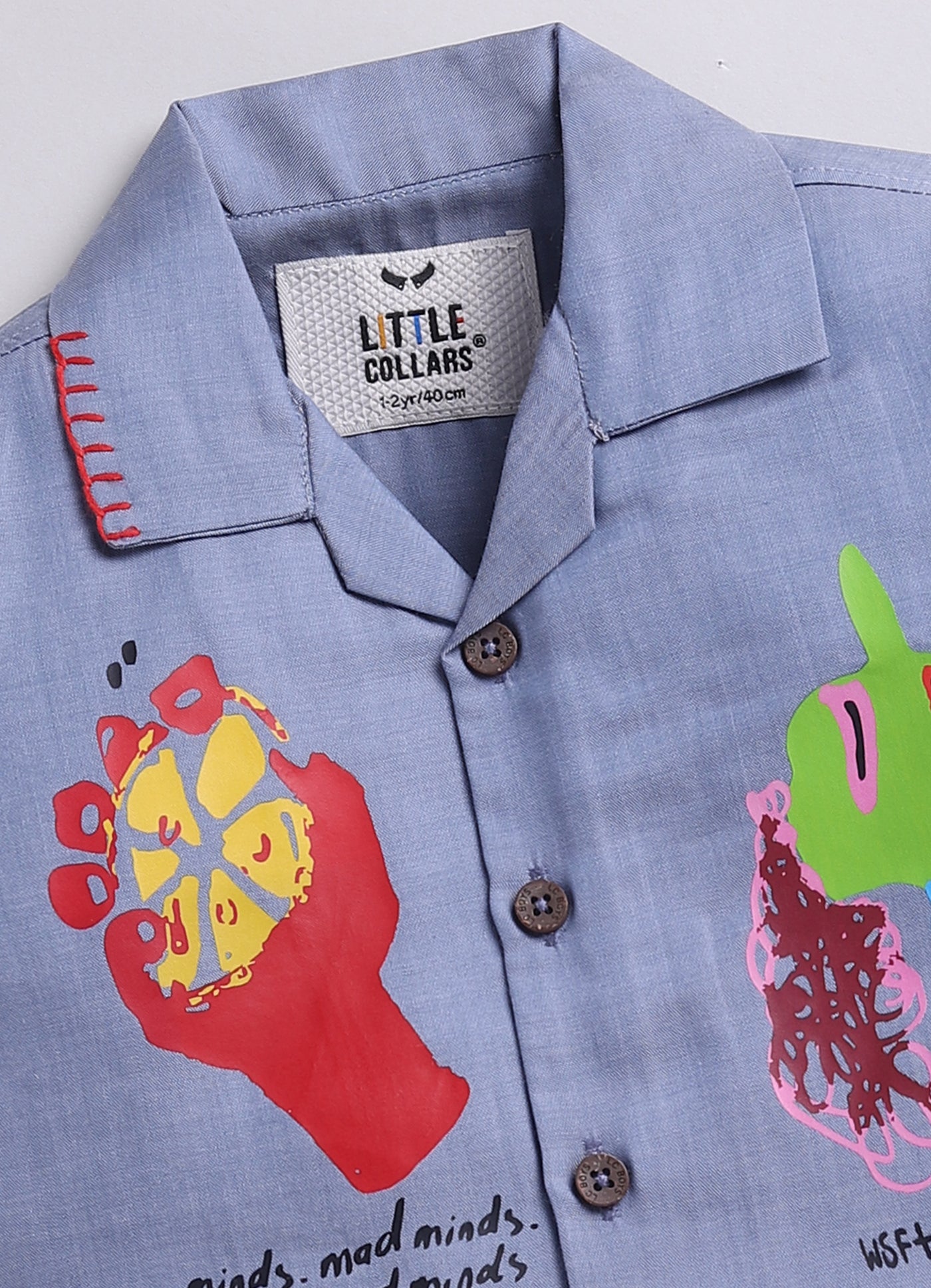 Boys Full Sleeves Cool Abstract Placement Printed Full Sleeve Shirt Pant with Belt Casual Set- Blue