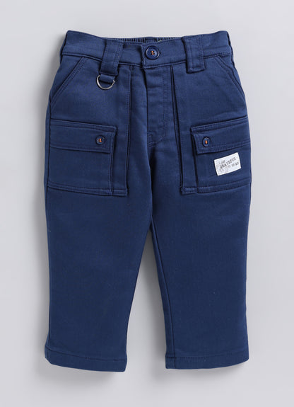 Boys Knitted Striped T-shirt, Shirt, Pant with Bow Casual Set- P.Blue