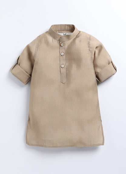 Charming Ethnic Kurta Jacket Set with Insect Embroidery for Boys