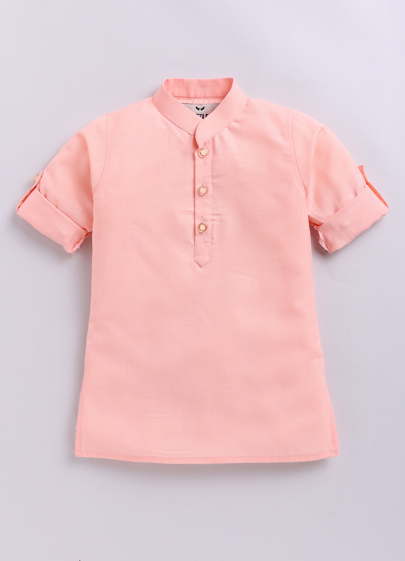 Blended Cotton Woven Full Sleeves Kurta Pajama with Pichwai Printed  Nehru Jacket Ethnic Set- D.Peach