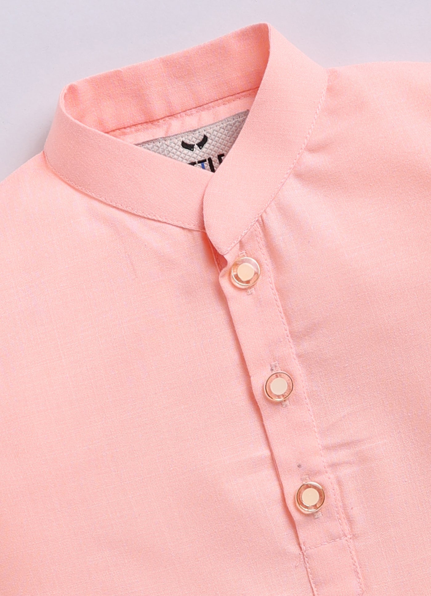 Blended Cotton Woven Full Sleeves Kurta Pajama with Pichwai Printed  Nehru Jacket Ethnic Set- D.Peach
