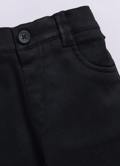 Little Collars Woven Full Sleeves Textured Printed Shirt with Trousers Suspender and Bow Shirt Pant Set- Blue