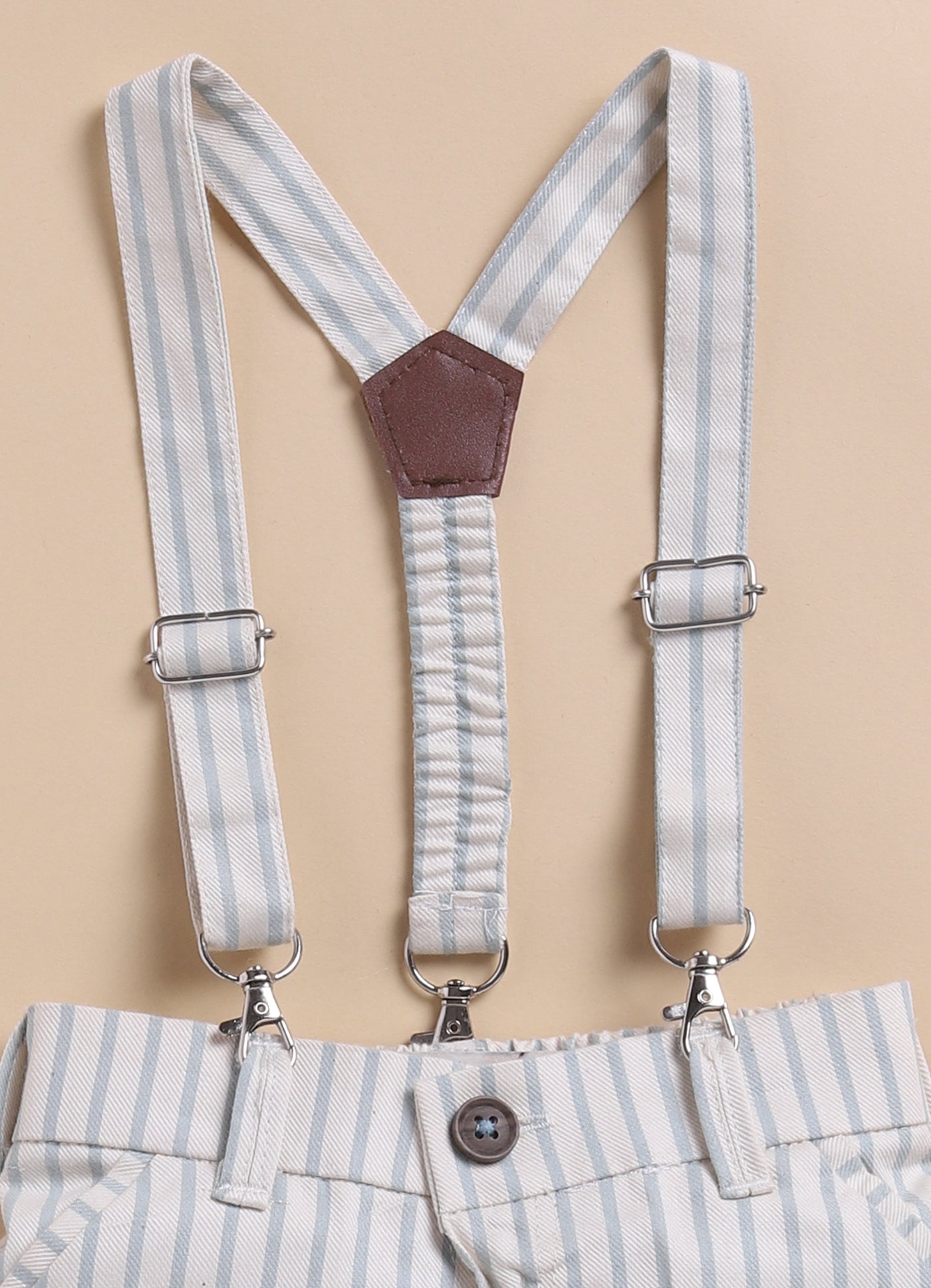 Boys Carnival theme Embriodered Cotton Shirt, Shorts & Bow Suspender Set- Green
