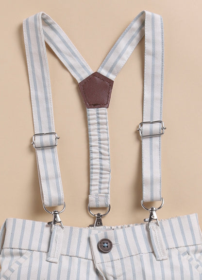 Boys Carnival theme Embriodered Cotton Shirt, Shorts & Bow Suspender Set- Green