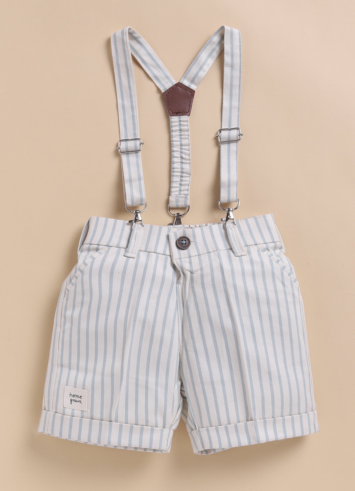 Boys Carnival theme Embriodered Cotton Shirt, Shorts & Bow Suspender Set- Green