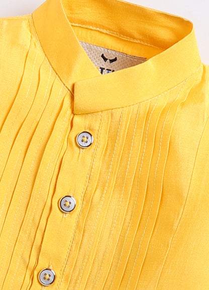 Floral Ethnic Kurta Jacket Set for Boys- Yellow