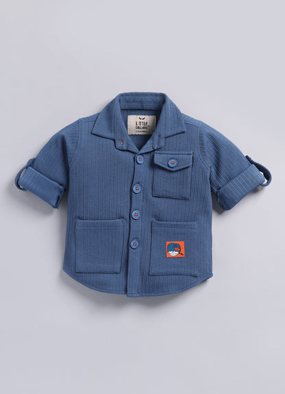 Boys Solid Bright Airport Look Coord with Tshirt Casual Set - Blue