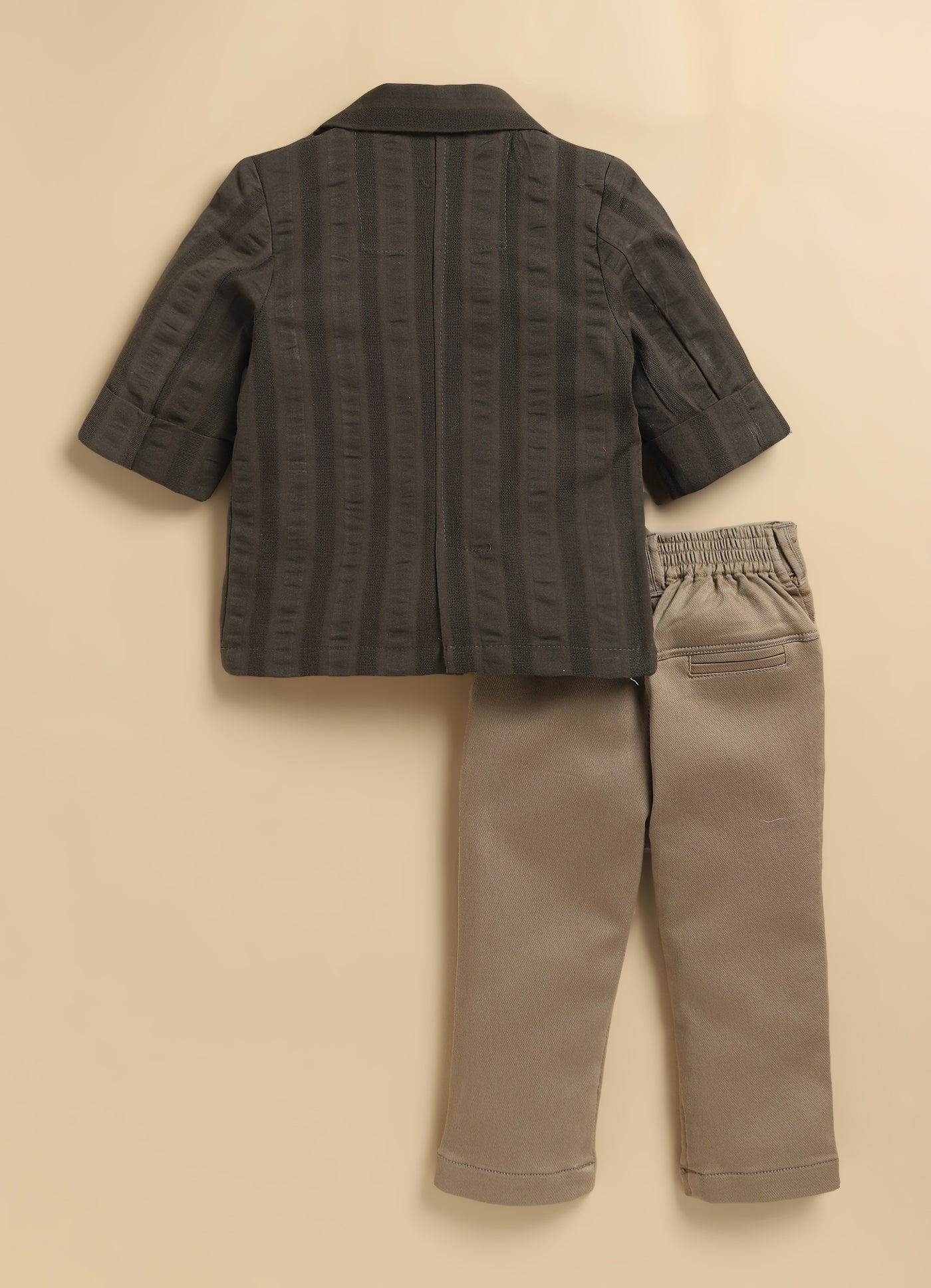 Boys Cotton Casual Blazer T-Shirt & Pant Coat Set - Green