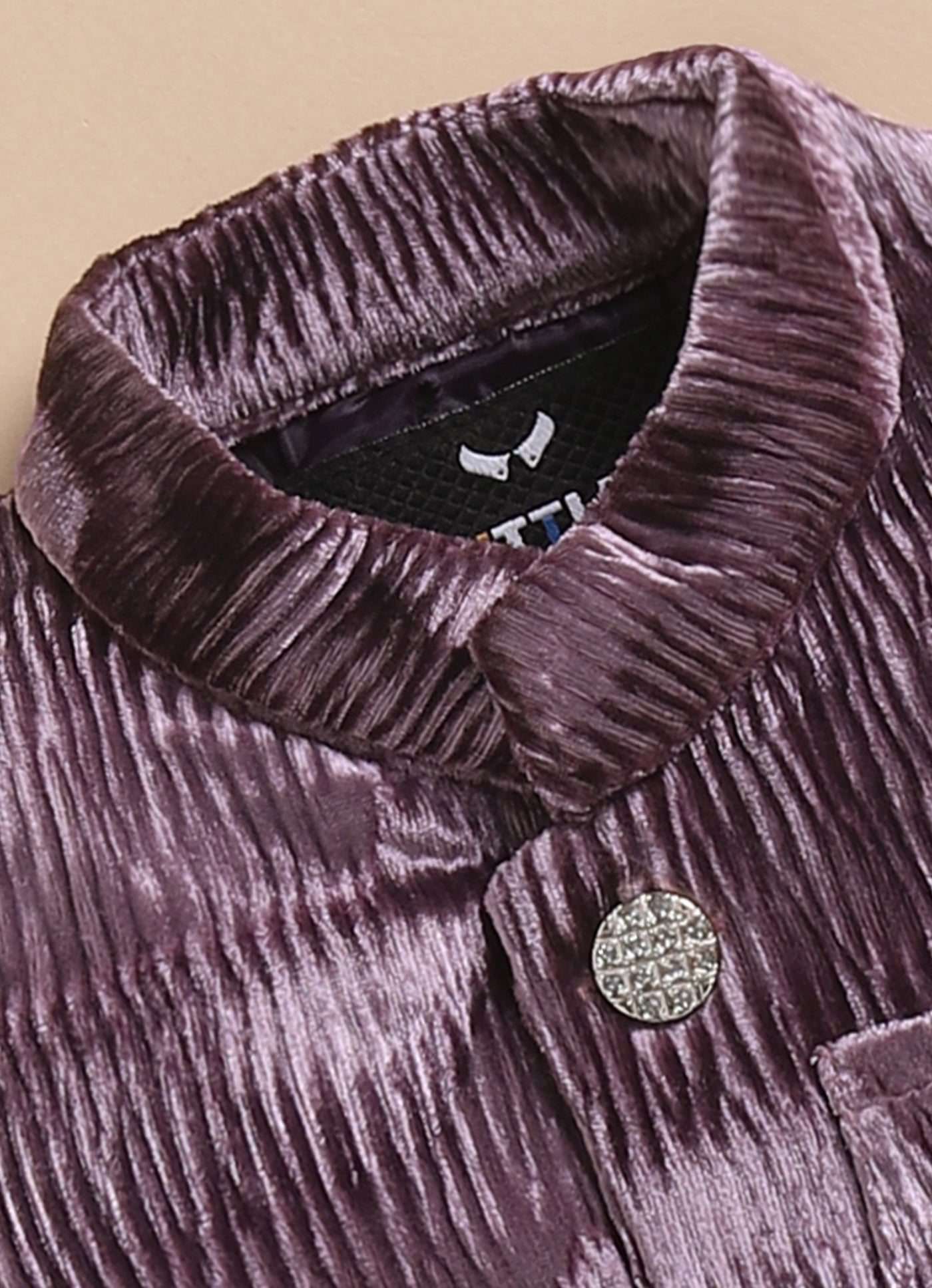 Blended Self Design Jaquard Full Sleeves Nehru Jacket Pant, Shirt with Embellished Pocket Partywear Set-  Burgundy