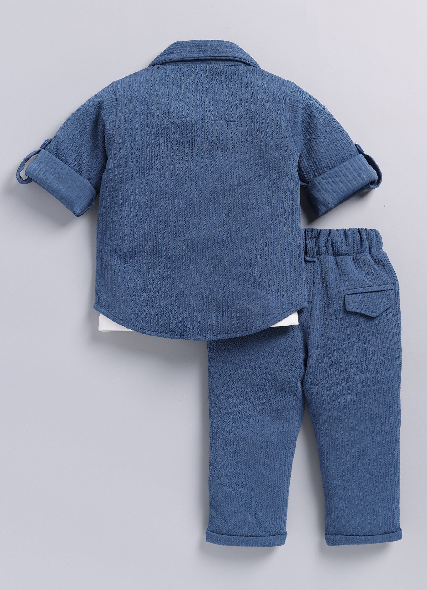 Boys Solid Bright Airport Look Coord with Tshirt Casual Set - Blue