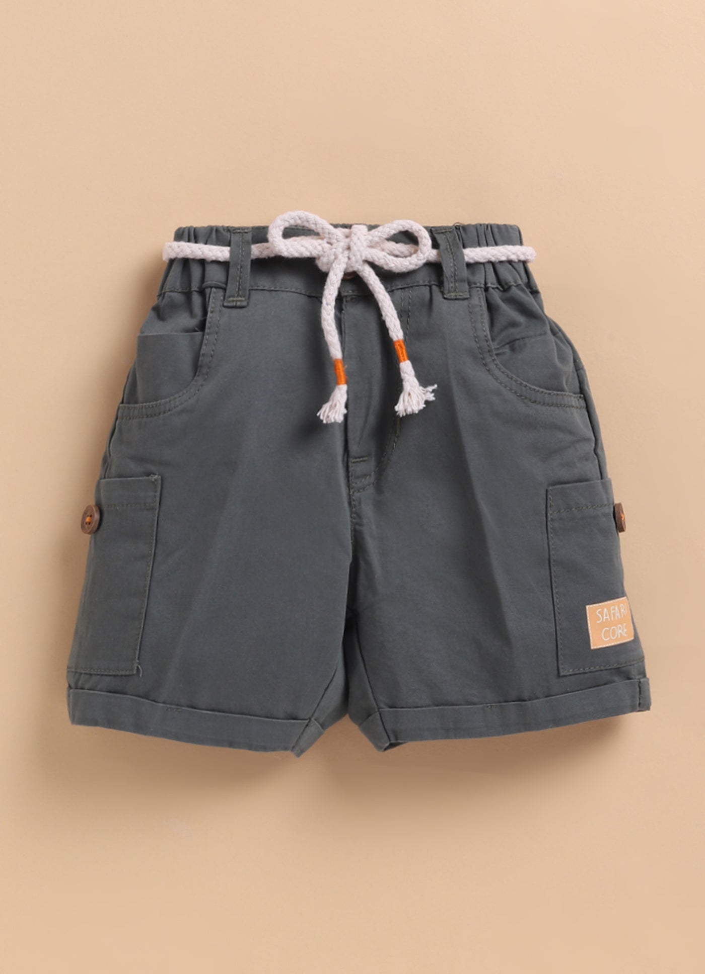 Boys Woven Cotton Tiger printed Shirt , T-Shirt, Shorts Casual Set- Cream