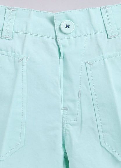 Boys Cotton Seer Sucker Striped Shirt with Patch Pocket Shorts Set - Mint