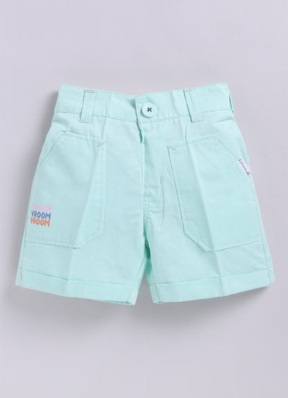 Boys Cotton Seer Sucker Striped Shirt with Patch Pocket Shorts Set - Mint