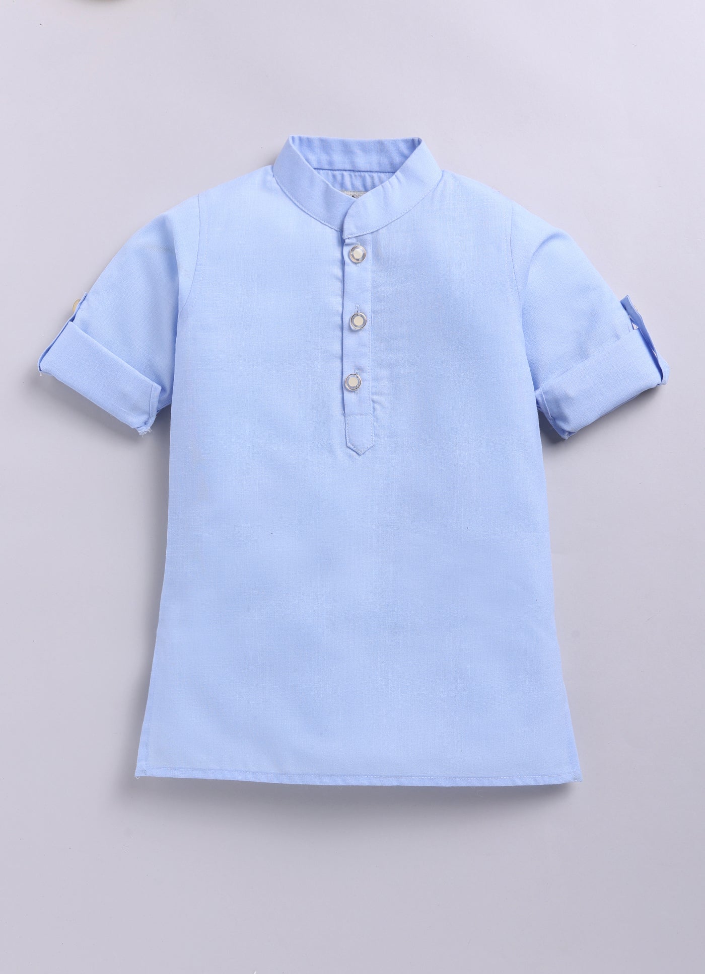 Blended Cotton Woven Full Sleeves Kurta Pajama with Pichwai Printed  Nehru Jacket Ethnic Set- Sky