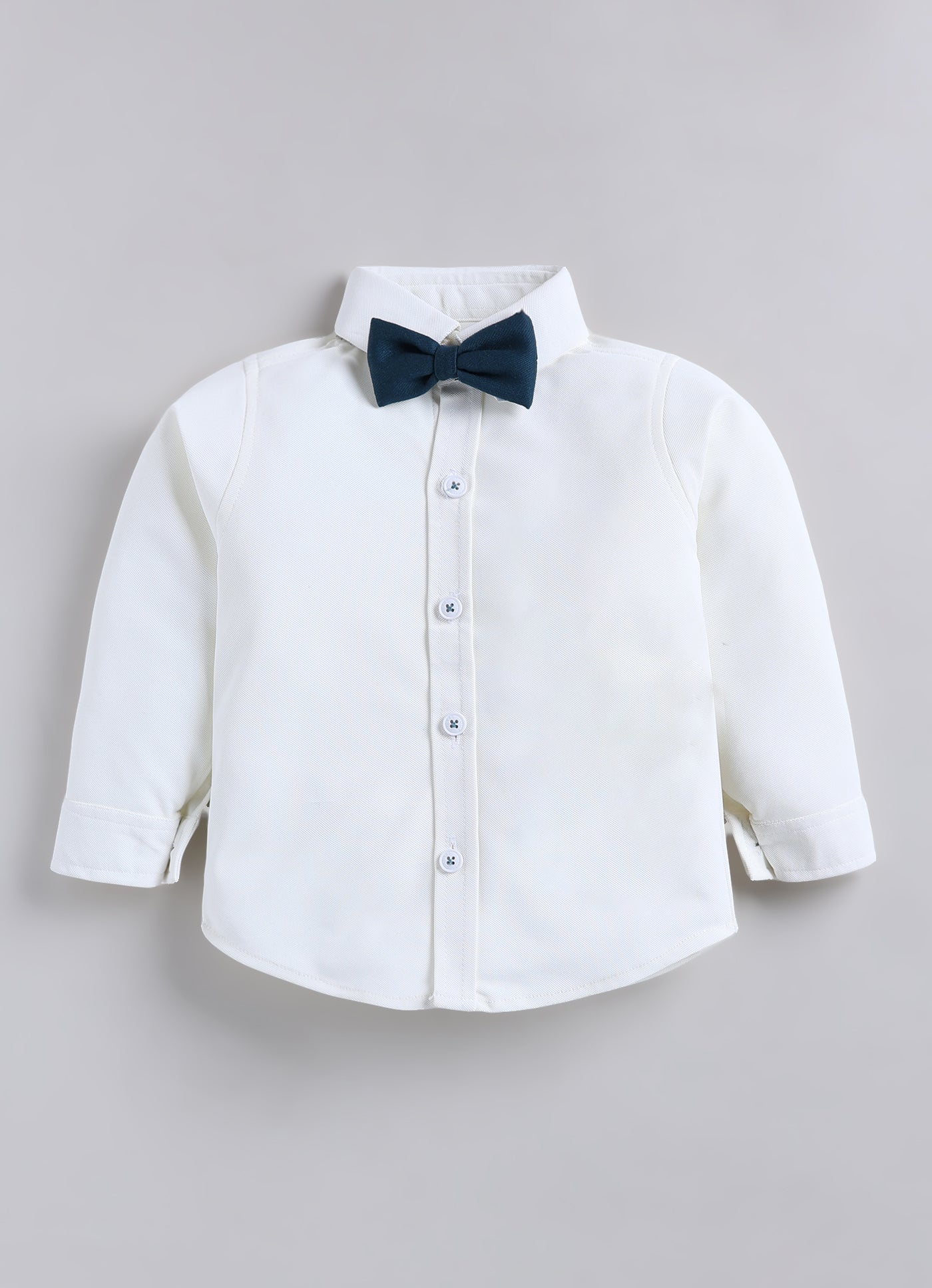 Boys Knitted Striped T-shirt, Shirt, Pant with Bow Casual Set- Green