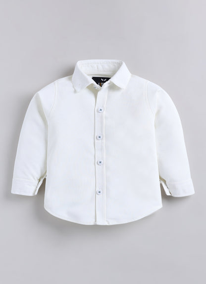 Boys Knitted Striped T-shirt, Shirt, Pant with Bow Casual Set- Green