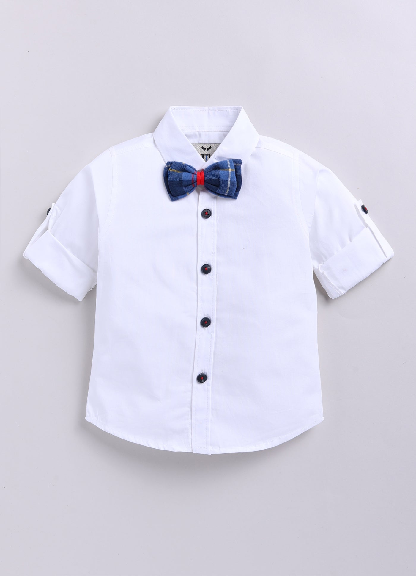 Brushed Cotton Woven Full Sleeves Checkered Waistcoat Pant with Shirt Bow Cap and Brooch Jacket Set- Blue