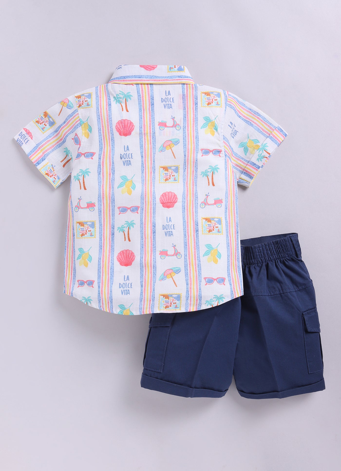 Cotton Summer Vibe Shirt, Printed T-Shirt, Short Pants Casual Set- Blue