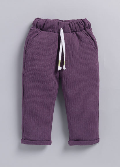 Boys Solid Bright Airport Look Coord with Tshirt Casual Set- Purple