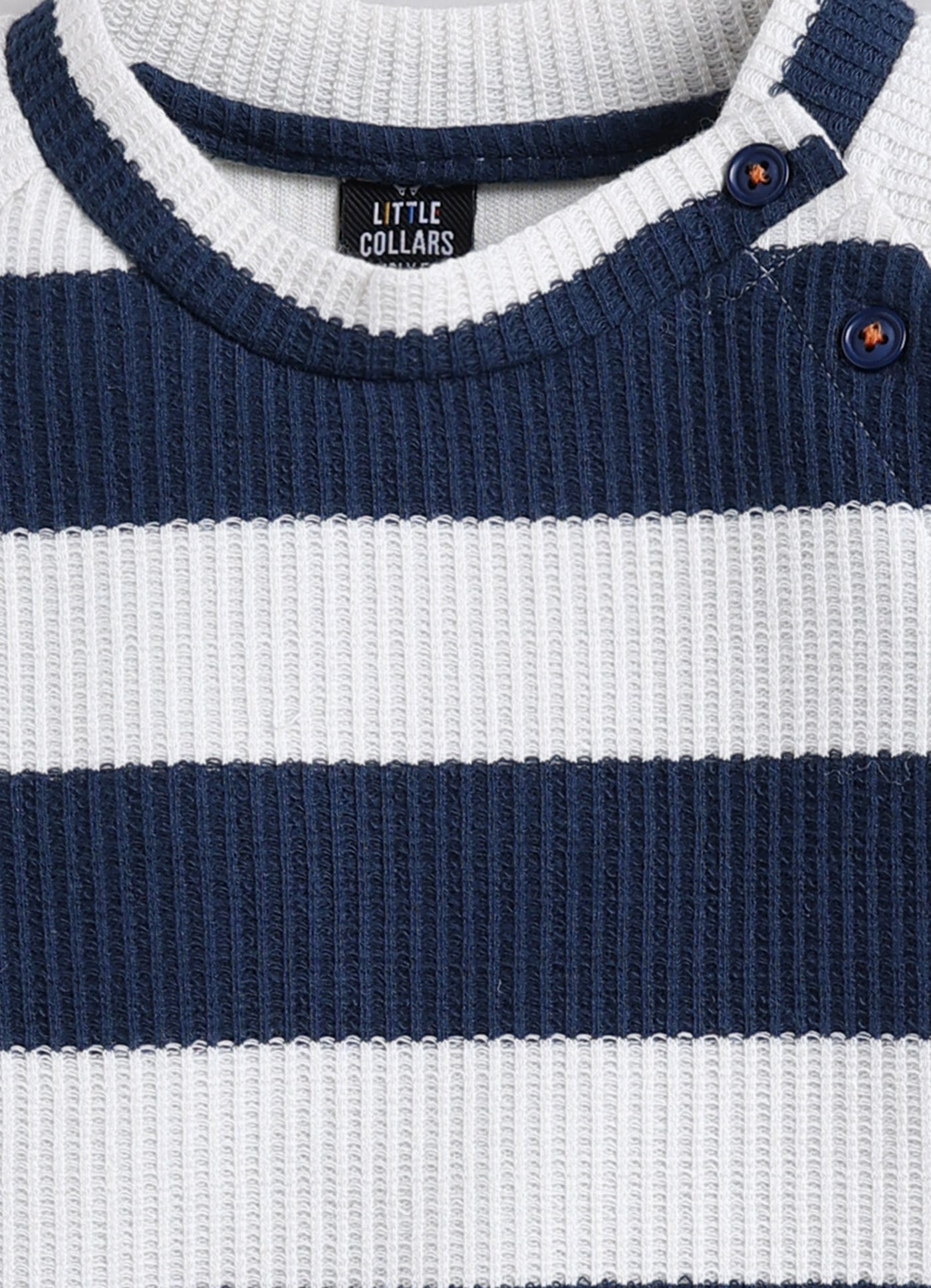 Boys Knitted Striped T-shirt, Shirt, Pant with Bow Casual Set- P.Blue