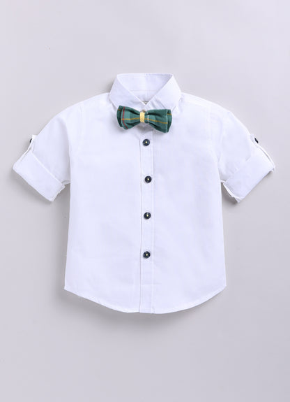 Brushed Cotton Woven Full Sleeves Checkered Waistcoat Pant with Shirt Bow Cap and Brooch Jacket Set- Green