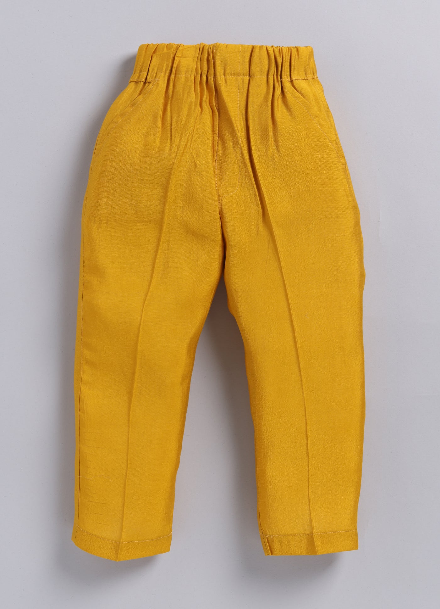 Little Collars Boys Festive Haldi Mustard Heavy Embroidered Ethnic Nehru Jacket Kurta Pajama Set - Mustard