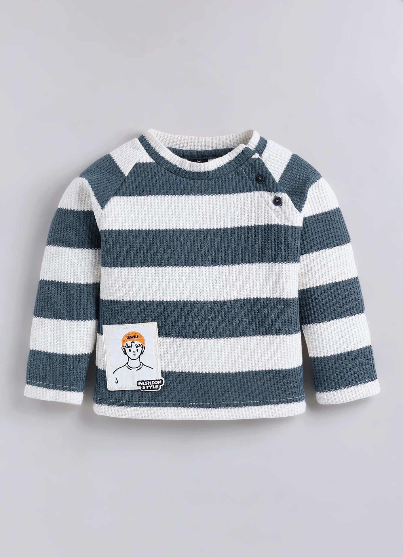 Boys Knitted Striped T-shirt, Shirt, Pant with Bow Casual Set- Green