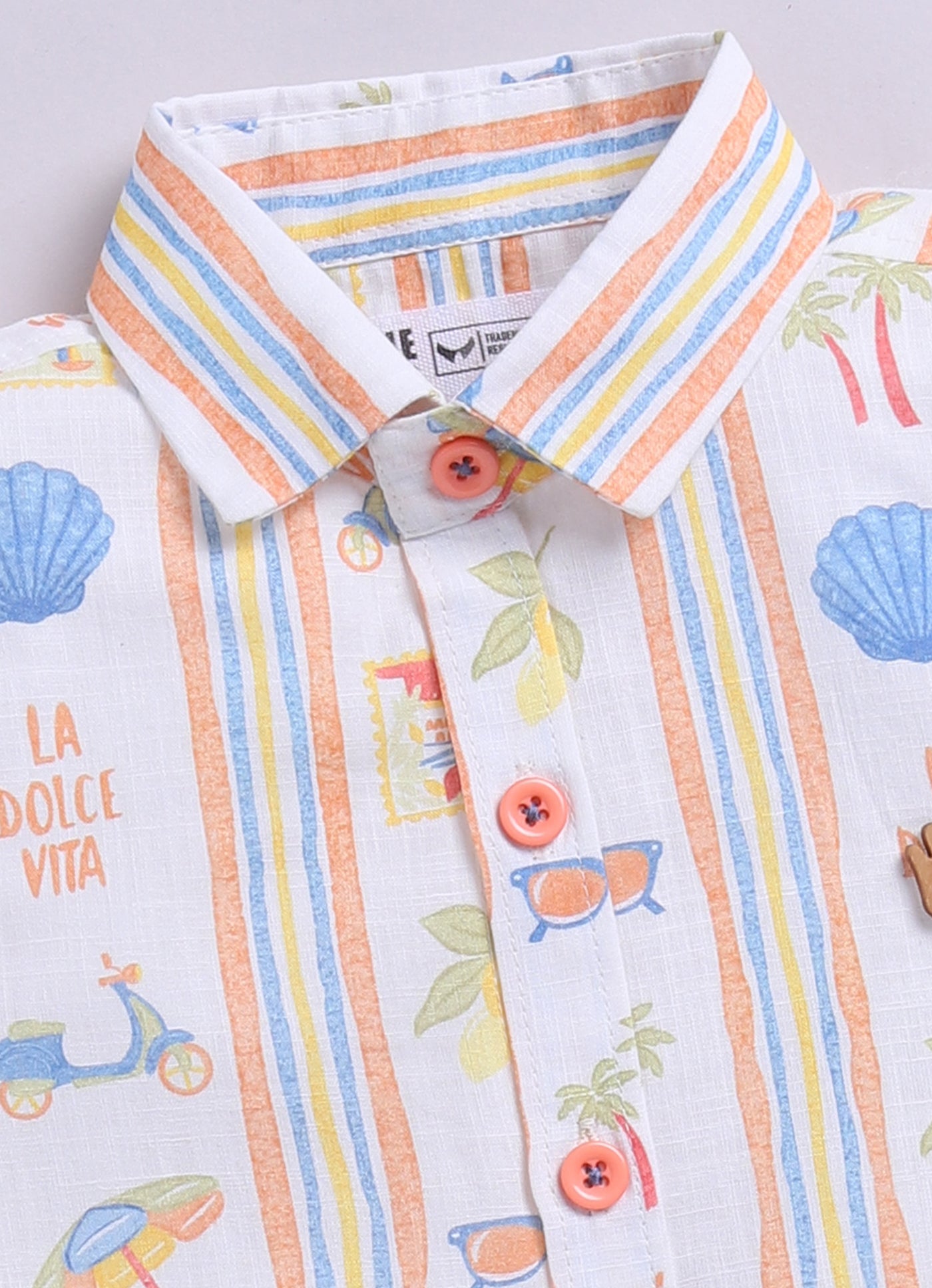 Cotton Summer Vibe Shirt, Printed T-Shirt, Short Pants Casual Set- Peach