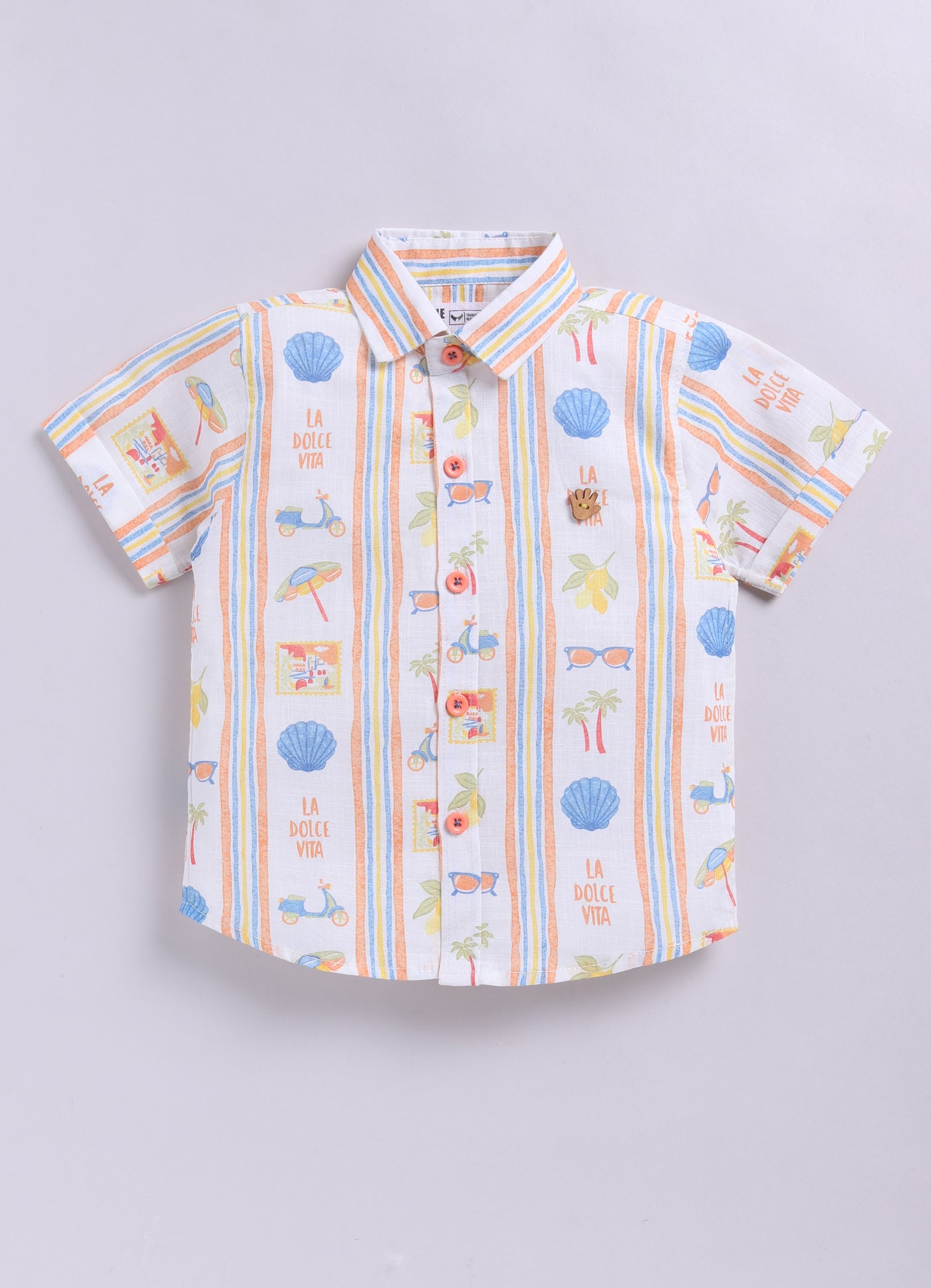 Cotton Summer Vibe Shirt, Printed T-Shirt, Short Pants Casual Set- Peach