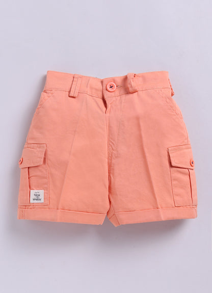 Cotton Summer Vibe Shirt, Printed T-Shirt, Short Pants Casual Set- Peach