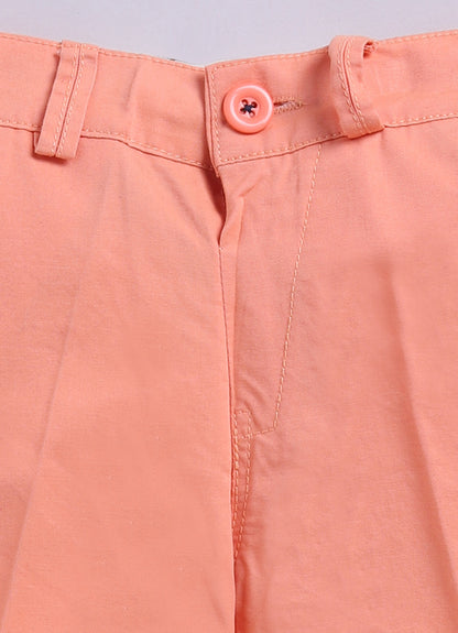 Cotton Summer Vibe Shirt, Printed T-Shirt, Short Pants Casual Set- Peach