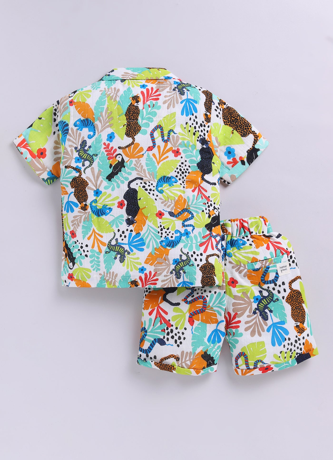 Boys Abstract Printed Muslin Cotton Shirt & Pant Coord Set - Multi