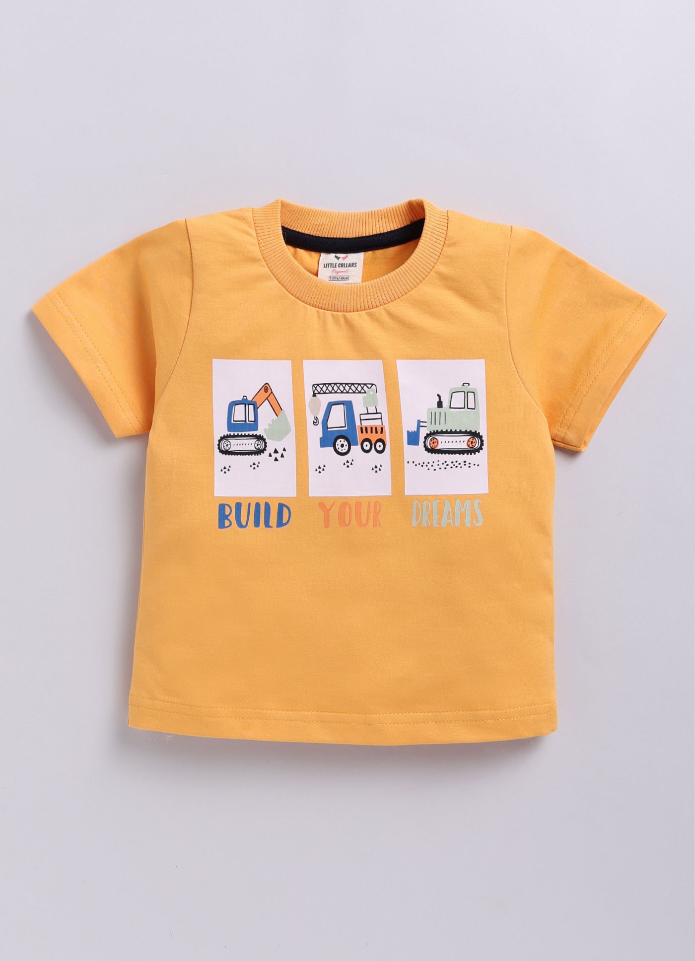 Boys Cotton Printed Blazer with Solid Car T shirt, Denim Jeans Pant with keychain Coat Set - Yellow